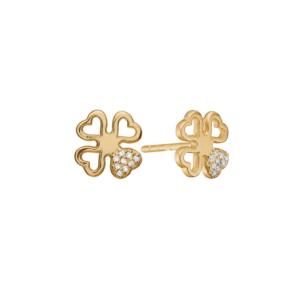 Køb Aagaard - Ørestikker, 8k guld, firkløver m/18 cz - Model: 1671-G8-05 hos Guldsmed Smeds