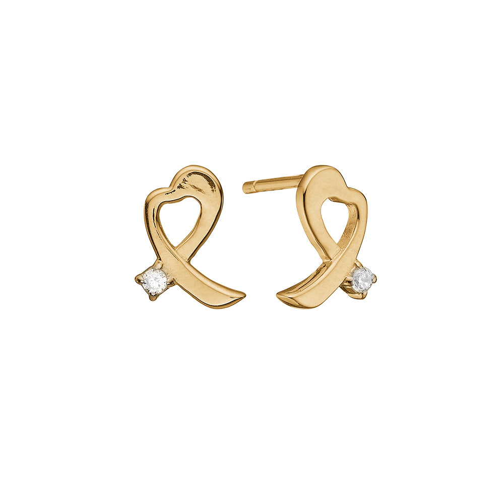 Køb Aagaard - Ørestikker, 8kt guld, hjerte med diamant - Model: 1671-G8-09 hos Guldsmed Smeds
