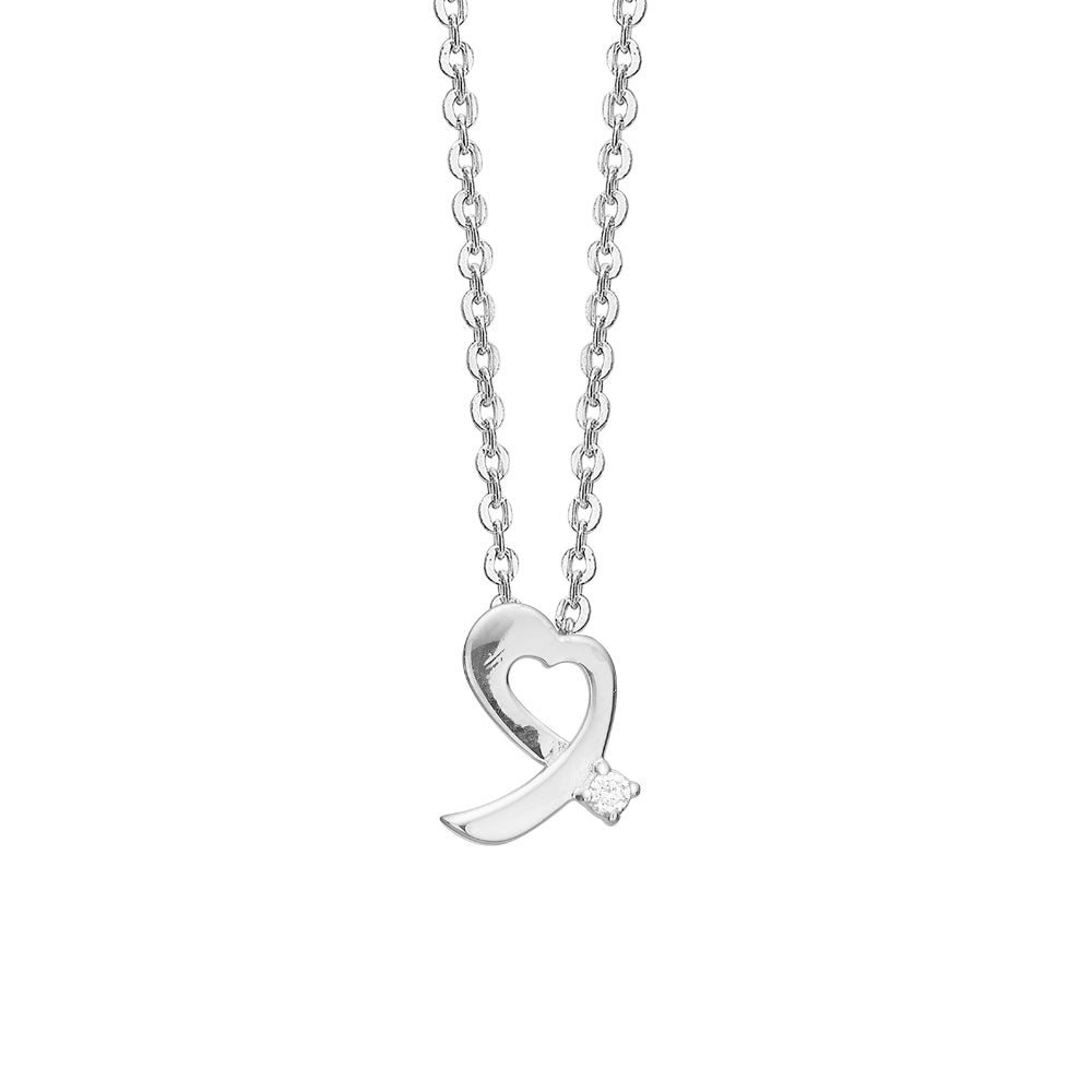 Køb Aagaard - Vedhæng, 8kt. hvidguld, hjerte med diamant - Model: 1680-GW8-04 hos Guldsmed Smeds