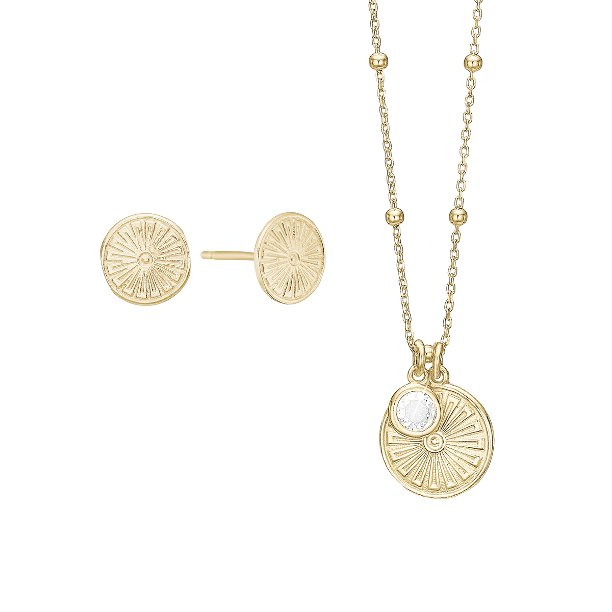 Aagaard - Kranz & Ziegler smykkesæt, Sunshine Coin, forgyldt sølv - Model: 1685-KZ-G02