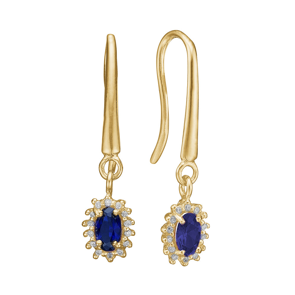 Køb Aagaard - Ørehænger 8 kt, safir og diamanter f/c 32 x 0,0025ct p1 - 2 x safir 5 x 3 mm - Model: 1670-G8-07 hos Guldsmed Smeds