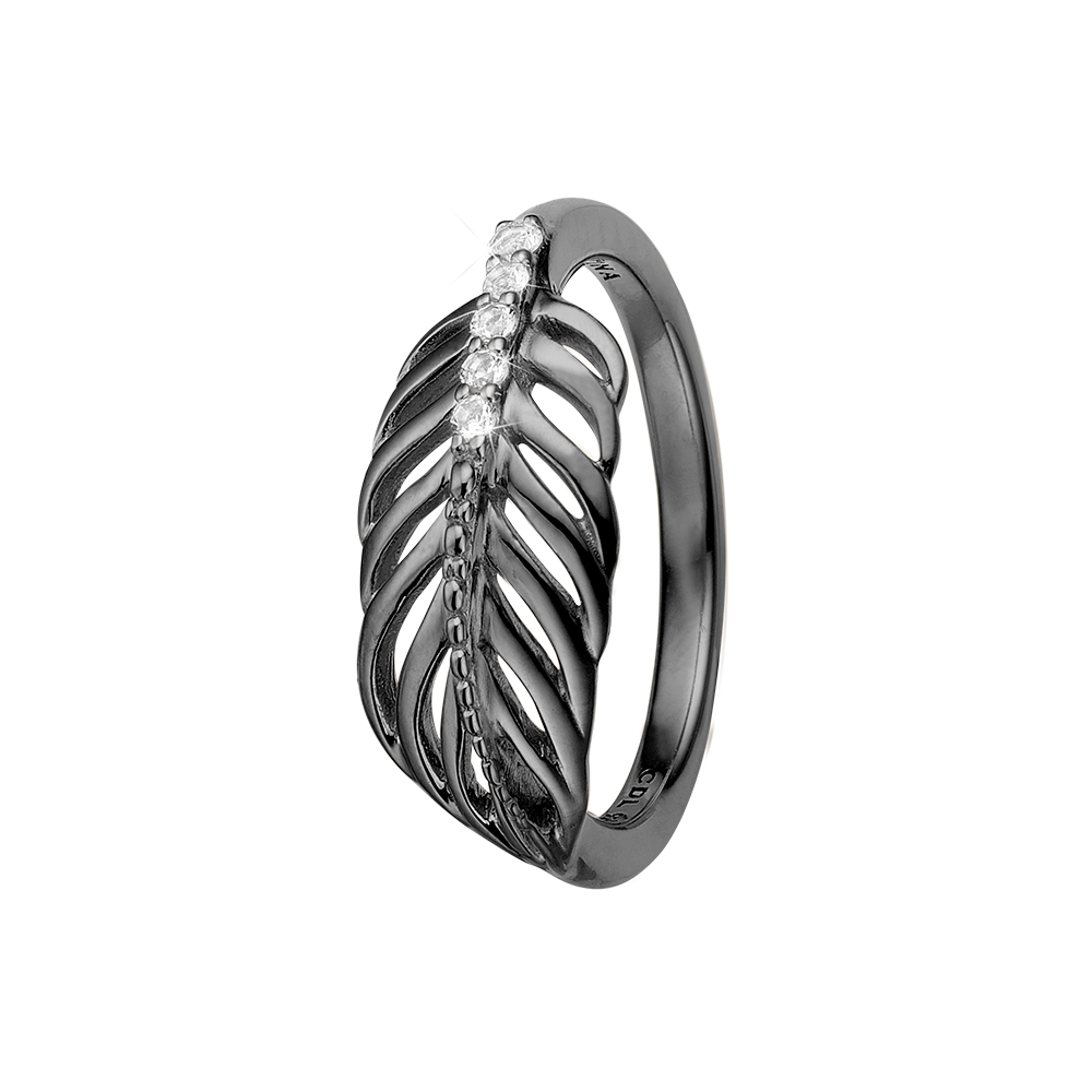 Køb Christina jewelry & watches - Ring, Feather, størrelse 51, Sort rhodineret sølv - Model: 800-2.15.D hos Guldsmed Smeds