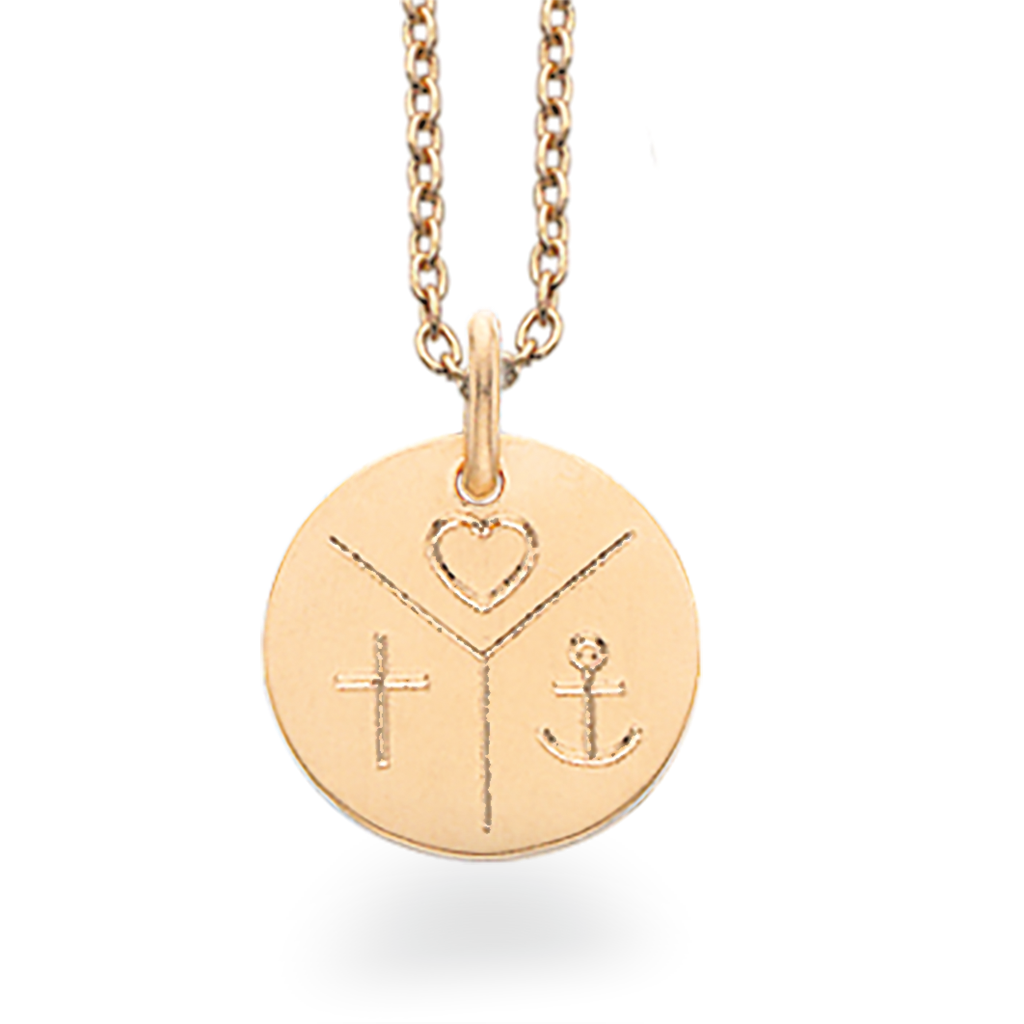 Køb Scrouples - #TagMe rund Tro Håb Kærlighed 13 mm sølv fg.m/kæde - Model: 224642FG-THK hos Guldsmed Smeds