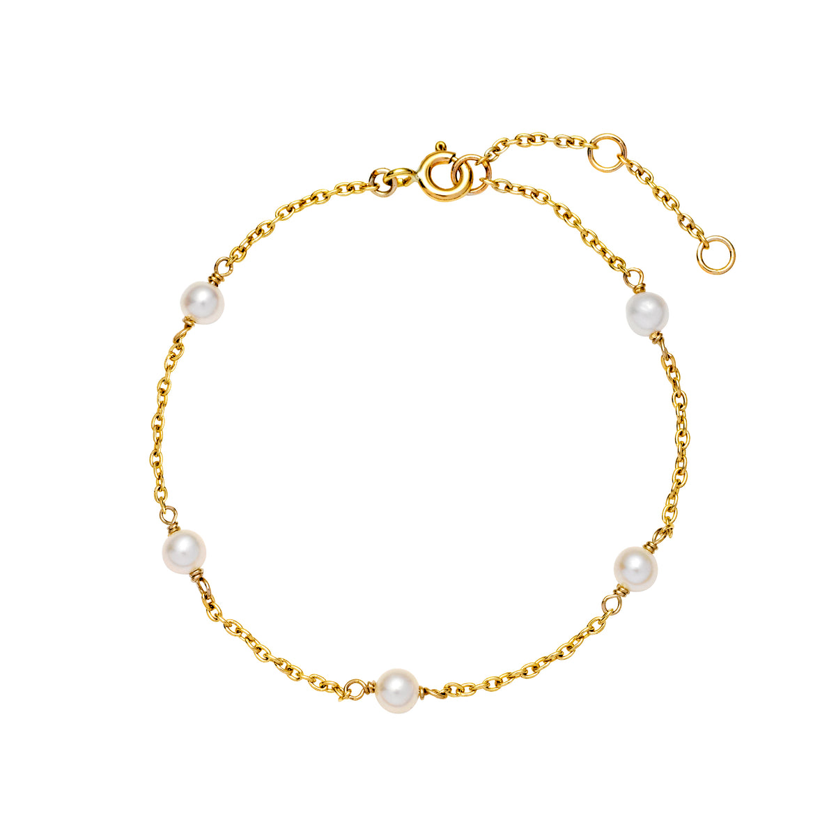 Køb Lund Copenhagen - 8 kt. Guld armbånd med ferskvandsperler 18,5 cm - Model: 3011158-33 hos Guldsmed Smeds