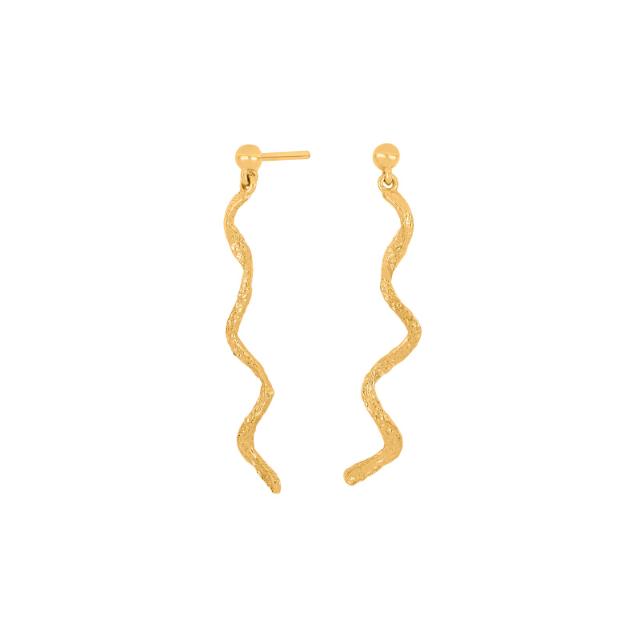 Nordahl Andersen Forgyldt "snake" ørehænger hamret overflade 36 mm i 14 kt. guld