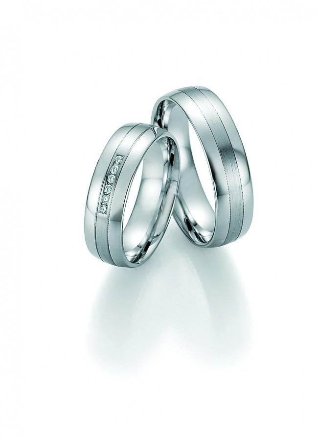 Køb BN - Vielses- og forlovelsesringe i hvidguld med en diamant - Modelnr.: 33130-060/33140-060 hos Guldsmed Smeds