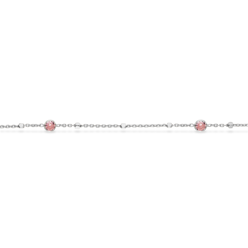 Scrouples - Ankelkæde rosa syntetisk zirkon, sølv rhodineret - Model: 3595,23