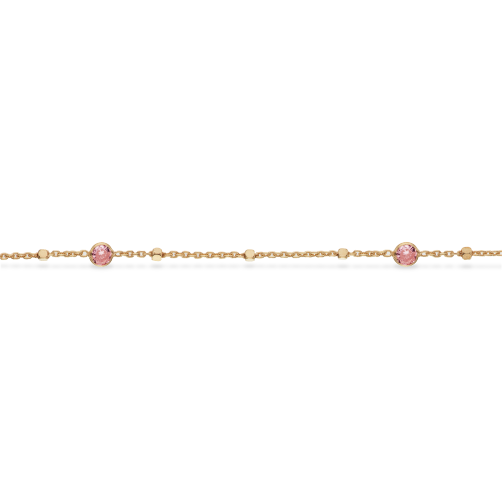 Scrouples - Ankelkæde rosa syntetisk zirkon, forgyldt - Model: 3596,23