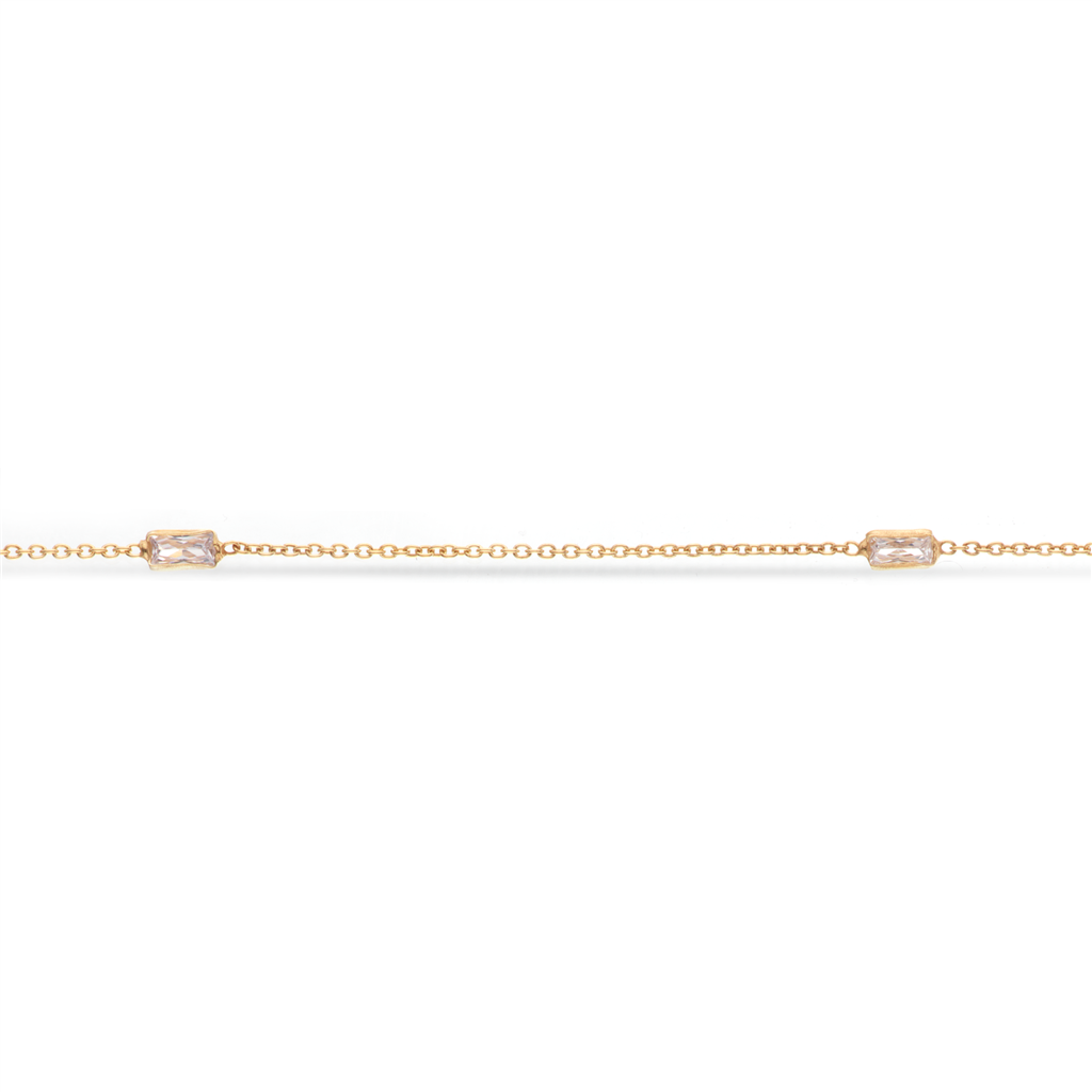 Scrouples - Ankelkæde baguette syntetisk zirkon, forgyldt - Model: 3598,23
