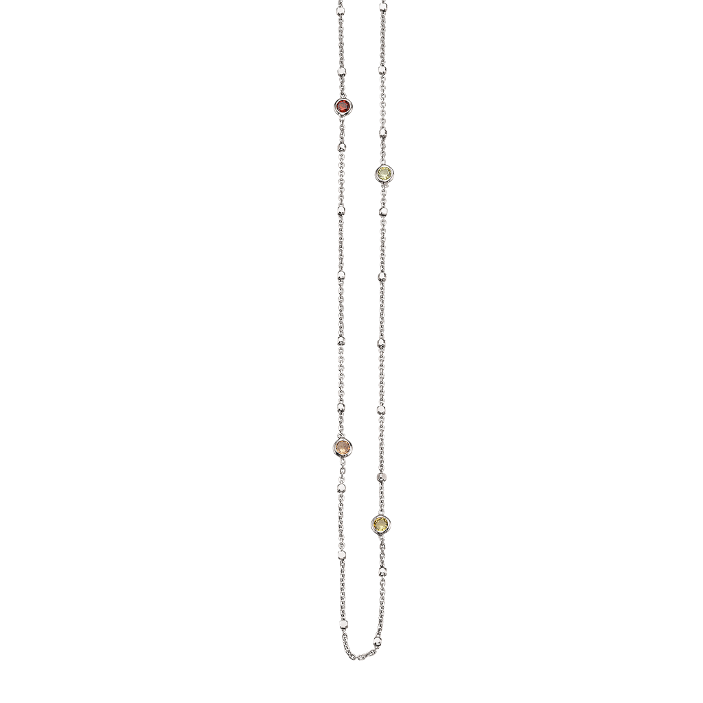 Køb Scrouples - Lang kæde 70 cm rho. med farvede zir. - Model nr.: 37682,70 hos Guldsmed Smeds