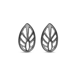 Køb SPIRIT ICONS - LEAF , ØRESTIK I SORT RHODINERET SØLV - MODEL: 40023 hos Guldsmed Smeds