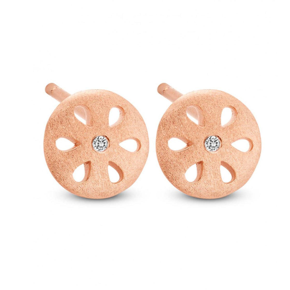 Køb SPIRIT ICONS - FLORA , ØRESTIK I ROSA FORGYLDT SØLV MED ZIRKON - MODEL: 40754 hos Guldsmed Smeds