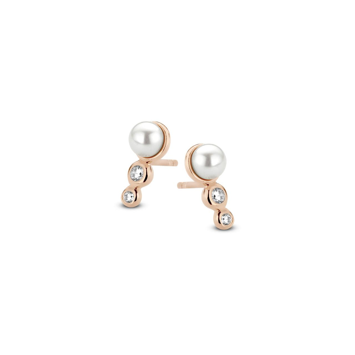 Køb Spirit Icons - Rose forgyldt sølv ørestik m. zirkonia og ferskv.perle - modelnr. SI-40944 hos Guldsmed Smeds