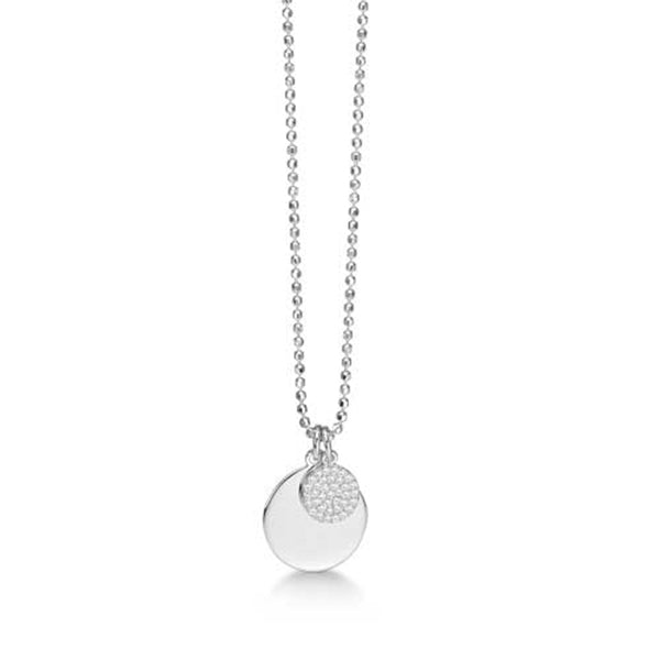 Køb Aagaard - Sølv rhod hals 8mm mønt m/cz-pavé+mønt til gravering 80cm - Model: 4203805-80 hos Guldsmed Smeds
