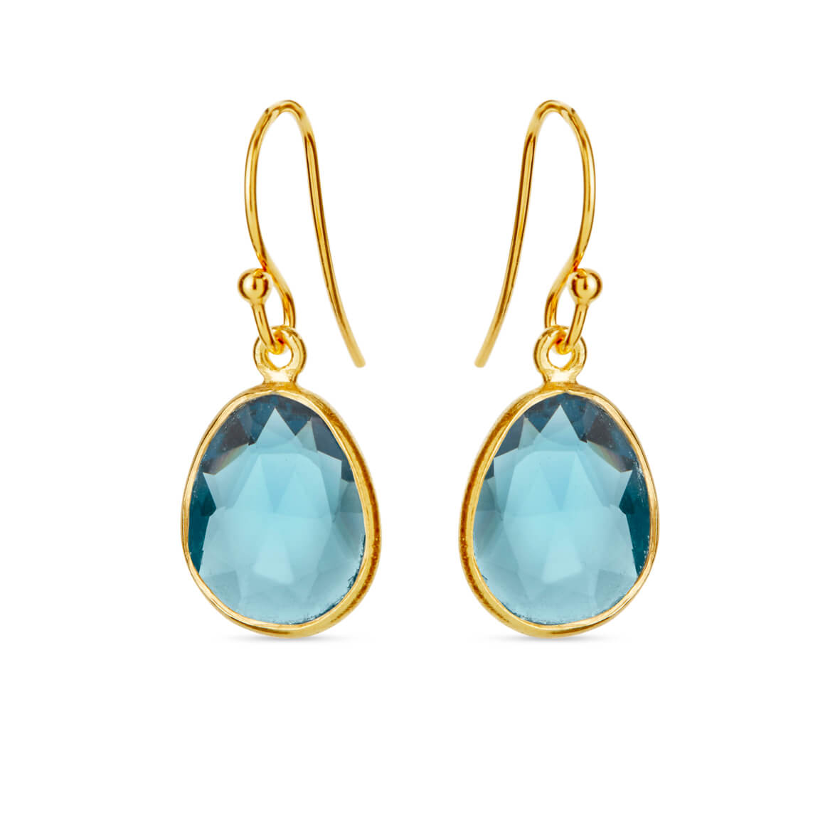 Susanne Friis Bjørner - Ørehænger, forgyldt sølv m. London Blue Krystal - Modelnr.: SFB-5568-2-174