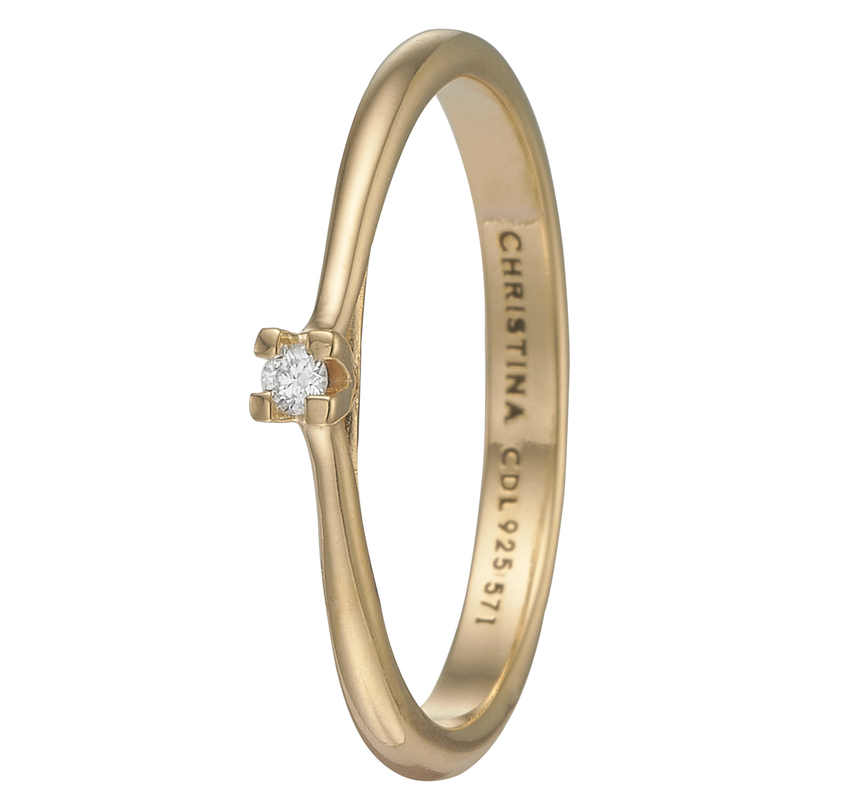 Køb Christina Jewelry - Ring, Labgrown Diamond 0,03ct, forgyldt sølv - Model: 800-6.1.B hos Guldsmed Smeds