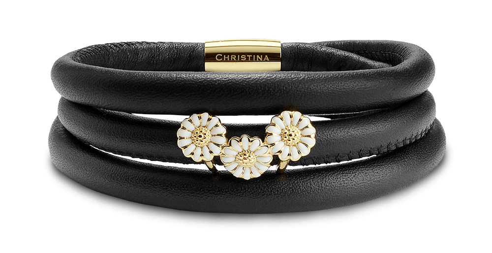 Køb Christina jewelry & watches - Campaign leather, Marguerite Trinity, goldpl - Modelnr.: 605-DEC2018-G hos Guldsmed Smeds
