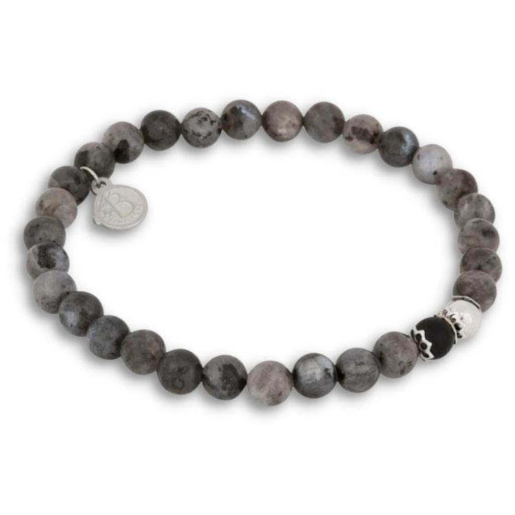 By Billgren - Herre stenarmbånd jaspis i grå farver 18 cm - Model: 8115-18