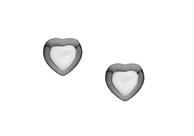 Køb Christina Collect Øreringe - MOP Hearts, studs, black ruth - Modelnr: 671-B15 hos Guldsmed Smeds