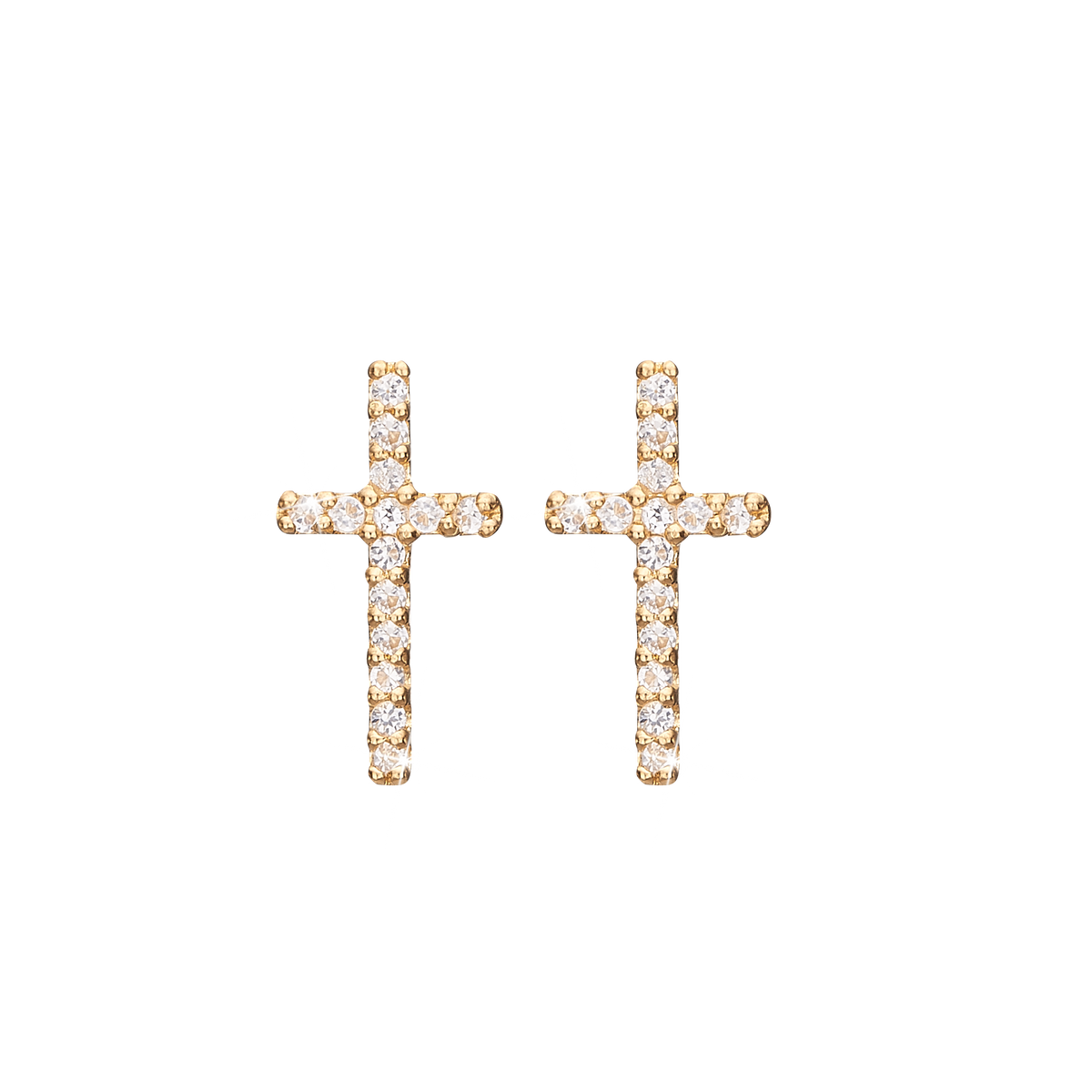 Køb Christina jewelry & watches - Sparkling Cross, studs, goldpl silver - Modelnr.: 671-G35 hos Guldsmed Smeds