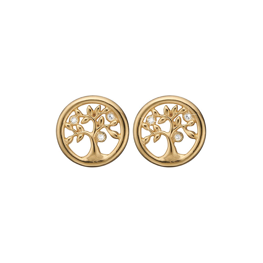 Køb Christina Jewelry & Watches - Tree of Life studs, goldpl silver - Model: 671-G58 hos Guldsmed Smeds