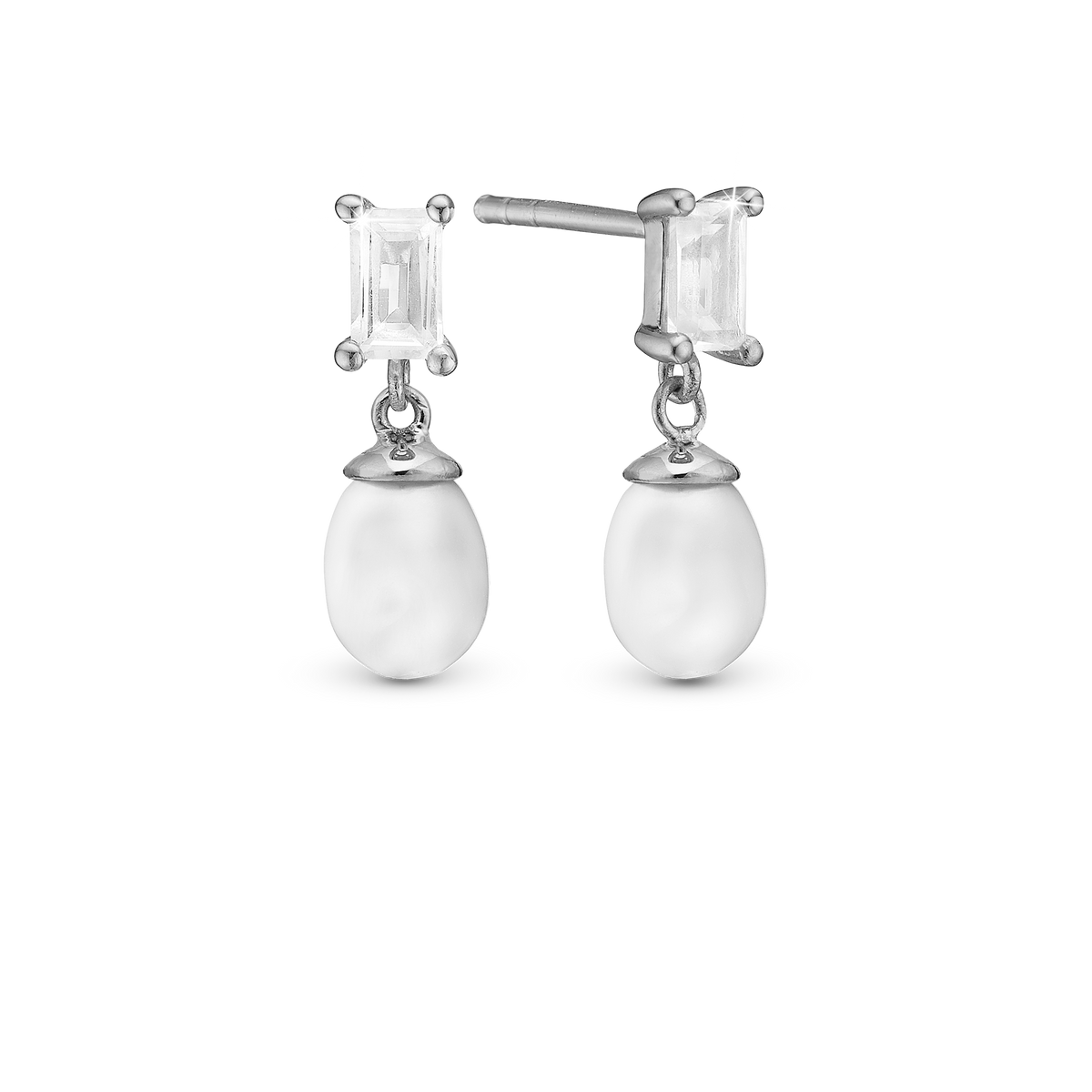 Christina Pearl Baguette ørestikker i sølv – model 671-S106