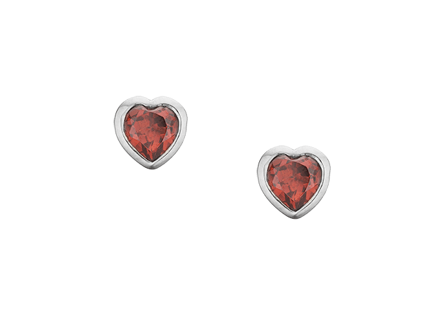 Køb Christina Collect Øreringe - Garnet Hearts, studs, silver - Modelnr: 671-S28 hos Guldsmed Smeds