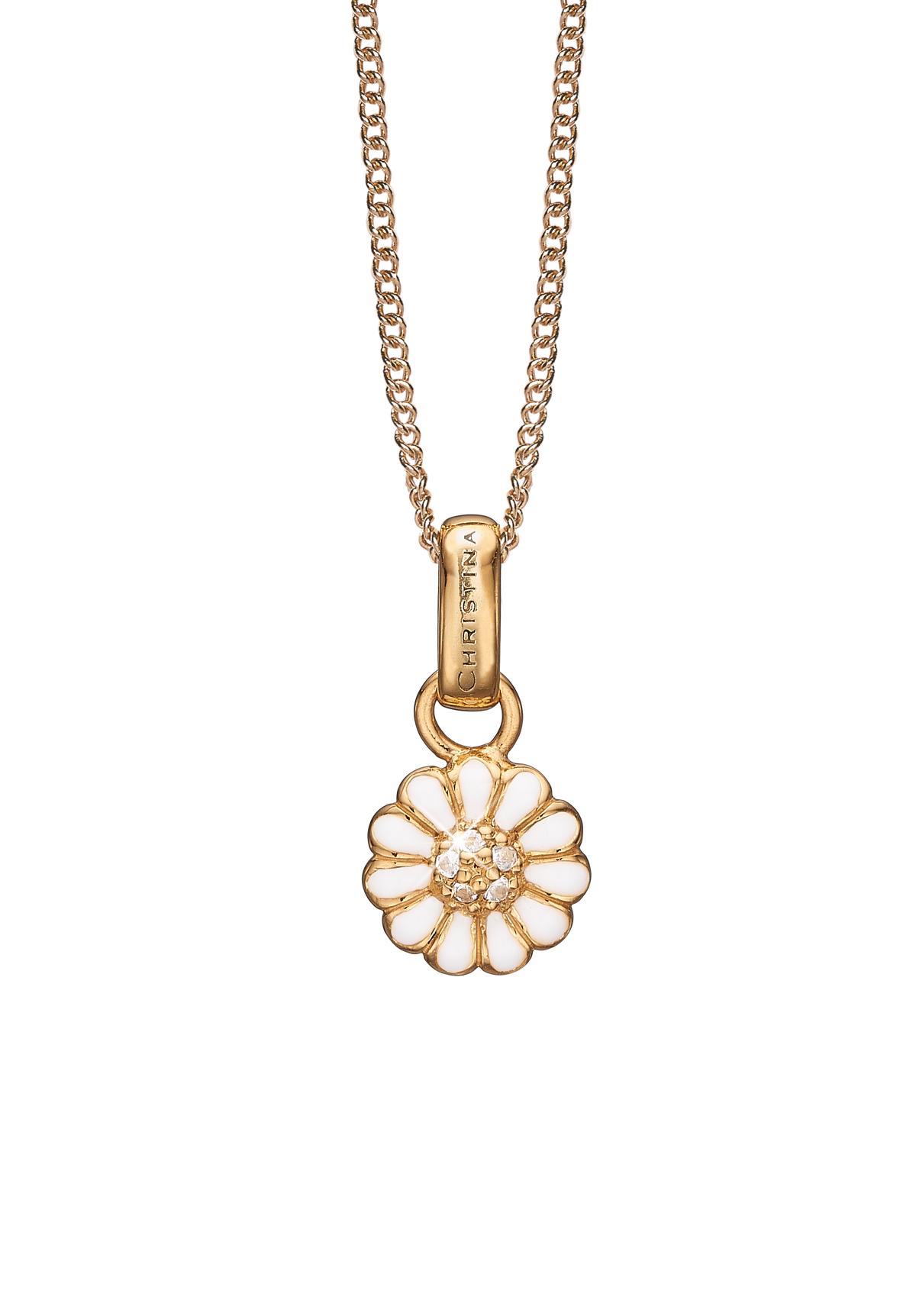 Køb Christina jewelry - 8 mm marguerit vedhæng uden kæde, forgyldt sølv - Modelnr.: 680-G28 Uden kæde hos Guldsmed Smeds