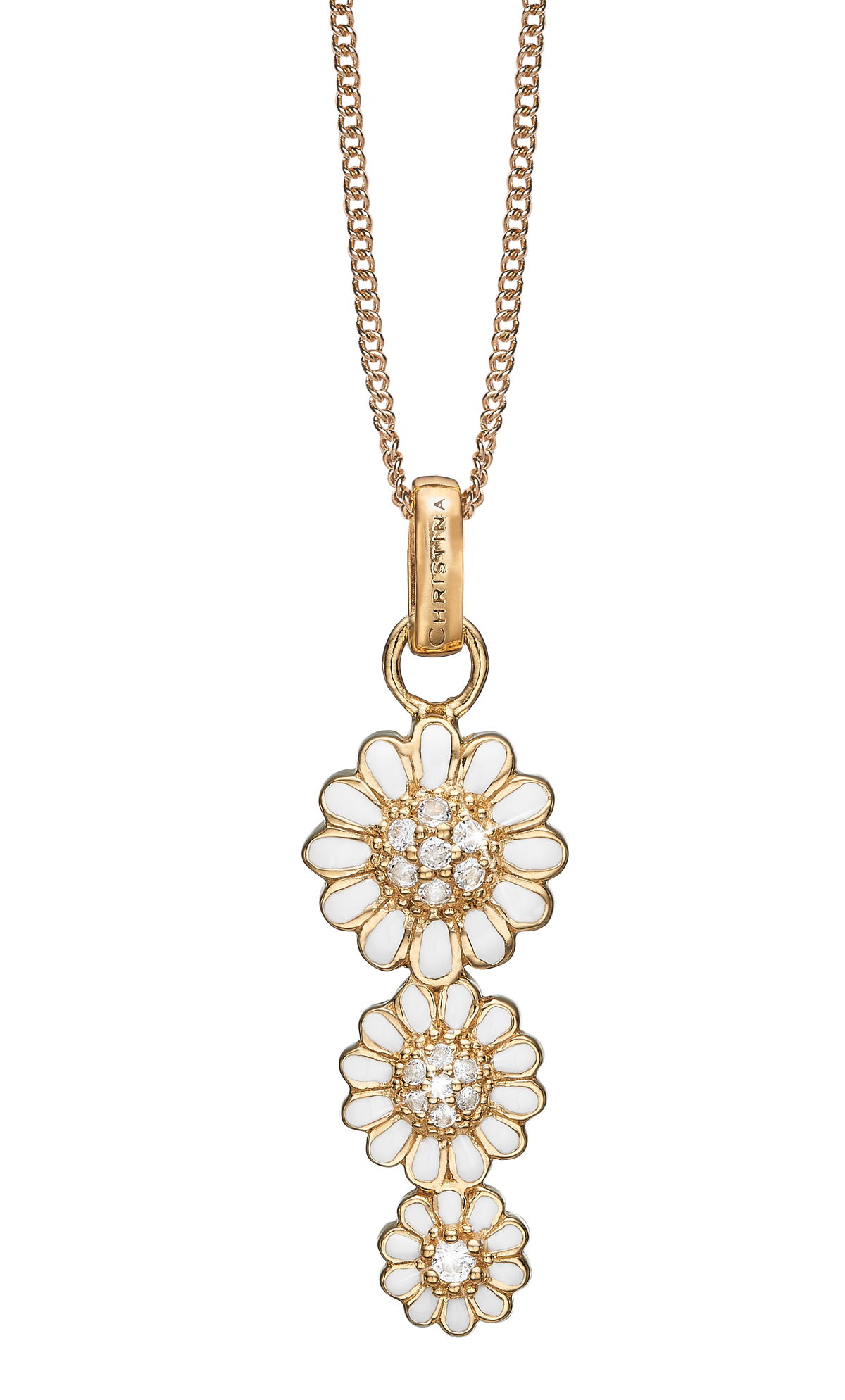 Køb Christina jewelry - Triple Marguerite vedhæng uden kæde, forgyldt plated sølv - Modelnr.: 680-G33 hos Guldsmed Smeds