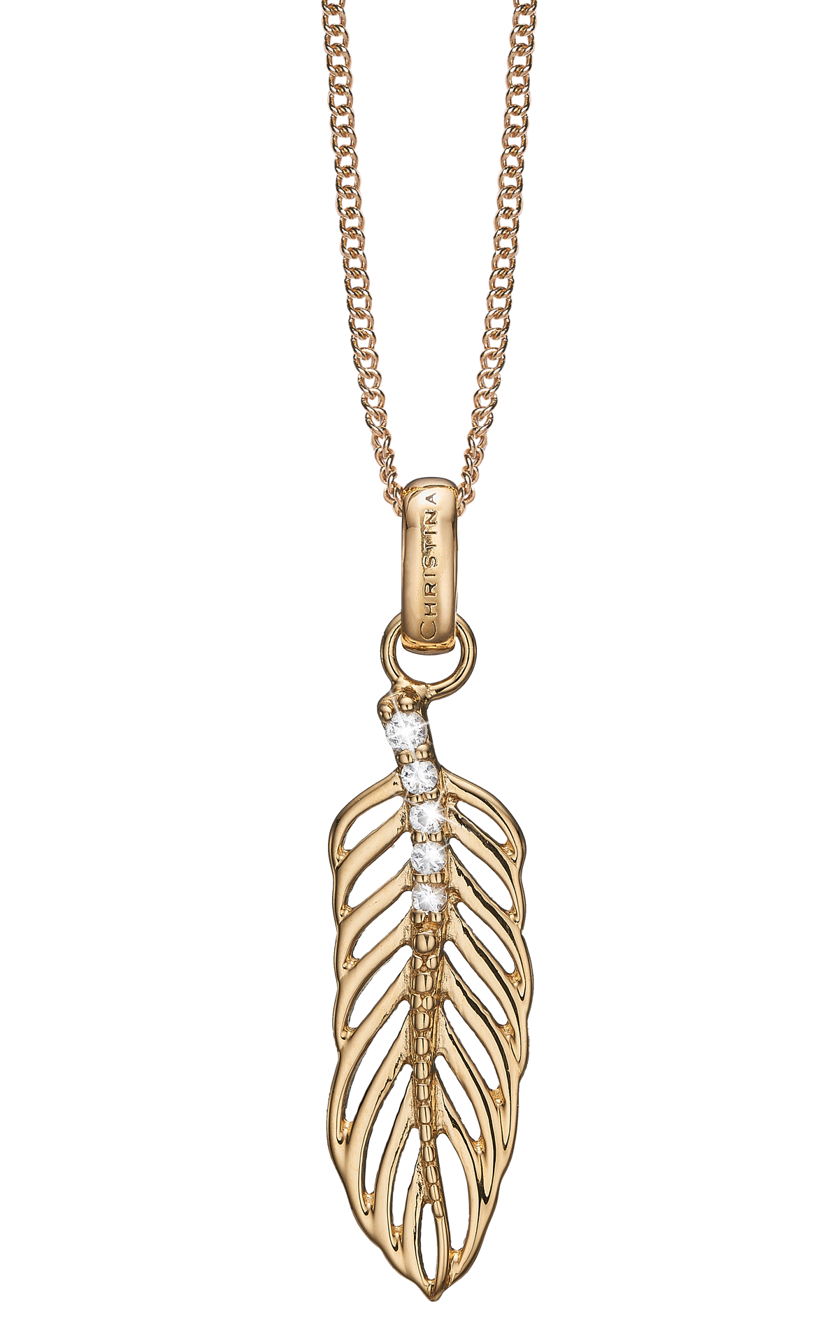 Køb Christina jewelry - Large Topaz Feather vedhæng uden kæde, forgyldt sølv - Modelnr.: 680-G34 hos Guldsmed Smeds