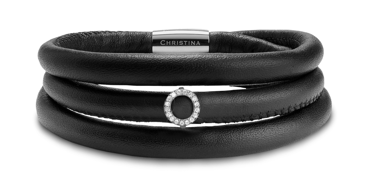 Køb Christina jewelry & watches - 14KT. WHITEGOLD CAMPAIGN, BLACK LEATHER - Modelnr.: 695-Black-WG hos Guldsmed Smeds