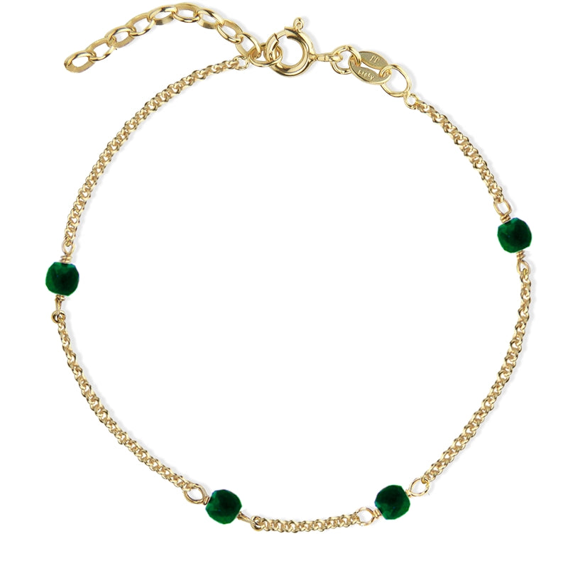 Jeberg Jewellery - Forgyldt LOVE EYE armbånd grøn agat - Model: 7144-G