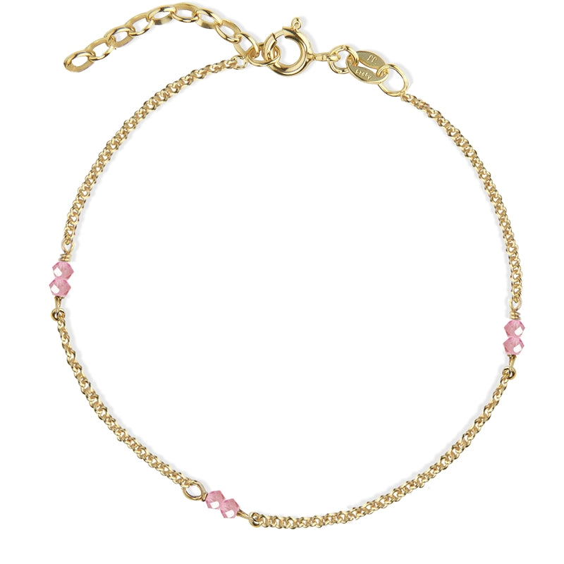 Jeberg Jewellery - Forgyldt LOVE EYE armbånd pink crystal - Model: 7310-G