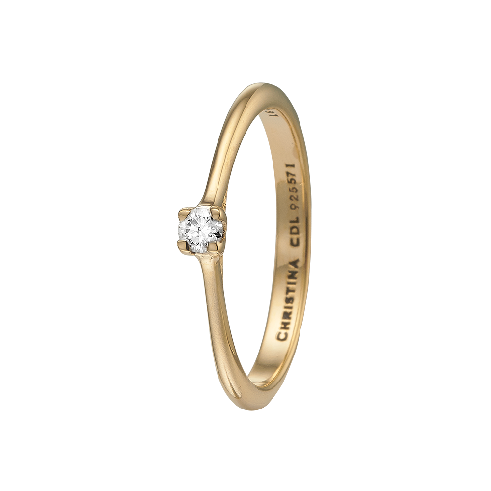 Køb Christina Jewelry - Ring, Labgrown Diamond 0,10ct, forgyldt sølv - Model: 800-8.1.B hos Guldsmed Smeds