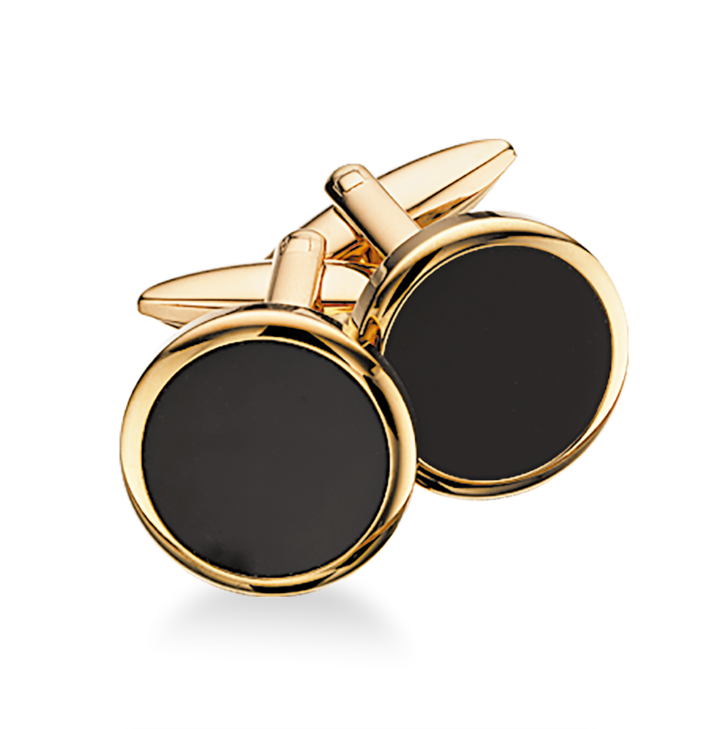 Køb Scrouples - Manchetknapper forgyldt stål med onyx - Model: 821601 hos Guldsmed Smeds
