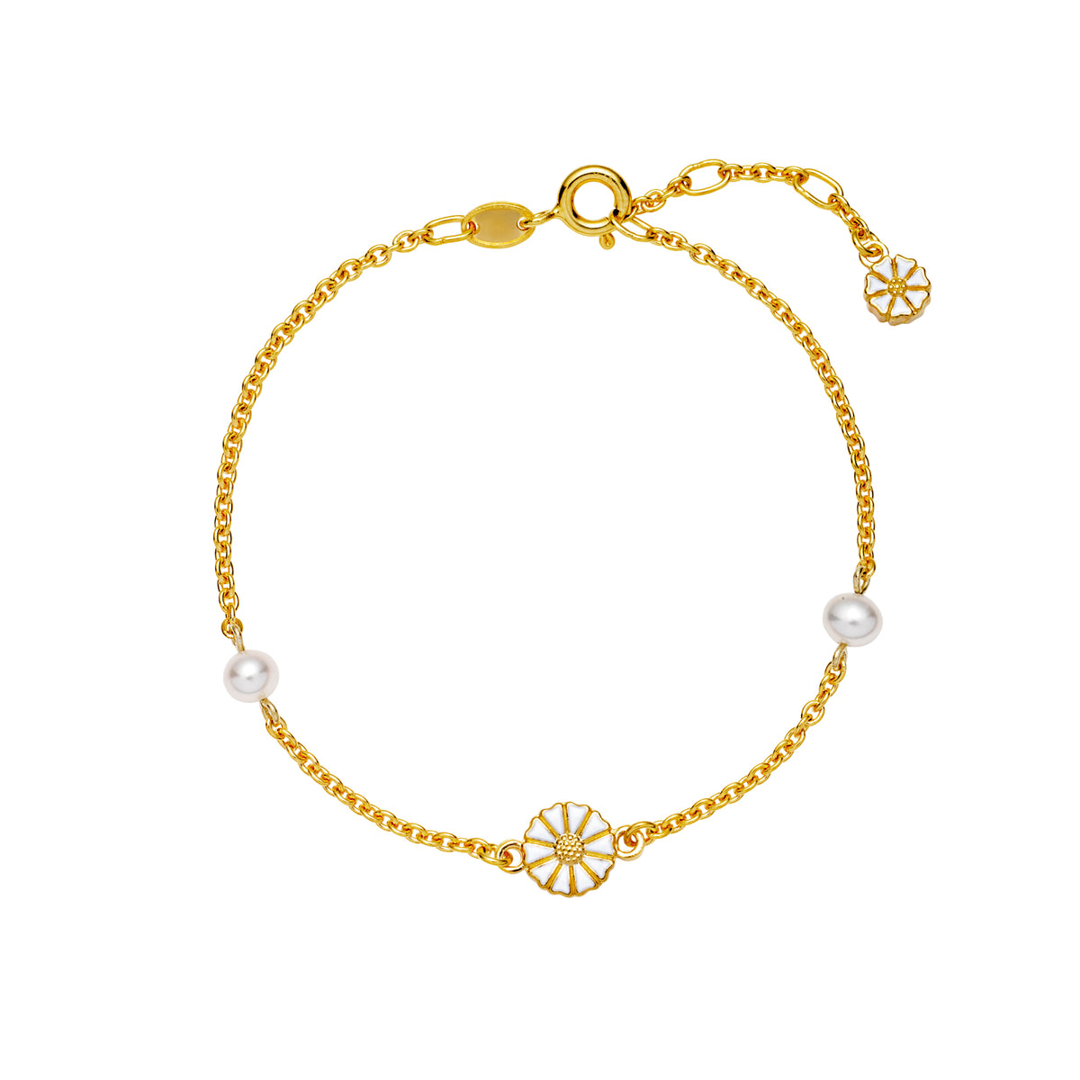 Køb Lund of Copenhagen - Marguerite armbånd 7,5mm + 5mm og perle hv/fg - Modelnr.: 9015039-33-M hos Guldsmed Smeds