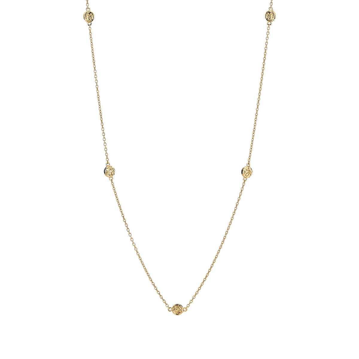 Lund Copenhagen Collier med rustik rund plade 5x5mm 45-48 cm fg i forgyldt sølv – model 9021238-F