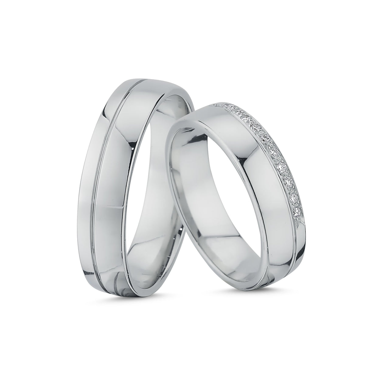 Køb Nuran - 14kt. vielsesringe m/diamant 0,11ct w/vs brillant - 5,5mm bredde- Modelnr.: A4082HVG hos Guldsmed Smeds