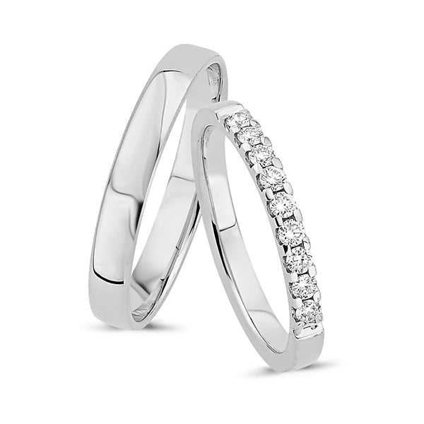 Køb Nuran - 14kt. vielsesringe m 9*0,03ct w/vs - Modelnr.: A4090HVG hos Guldsmed Smeds