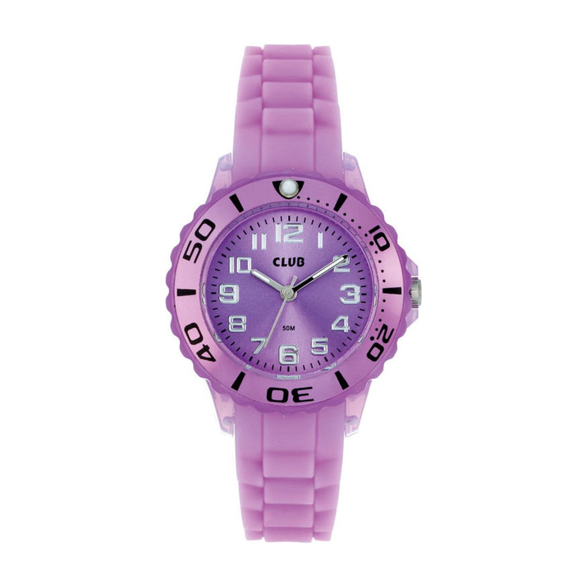 Køb CLUB - PIGE UR - PLASTIK MED LYSELILLA REM - Model: A65163LP10A hos Guldsmed Smeds