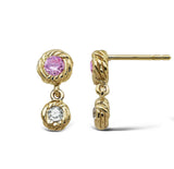 Jeberg Jewellery - Forgyldt "I AM GOLD" Double drop pink ørestik - Model: 51965