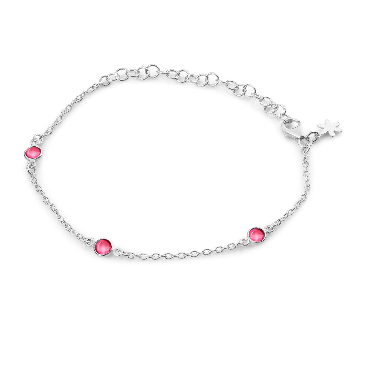 Køb Susanne Friis Bjørner - Armbånd med Pink krystal, sølv - Modelnr.: SFB-1585-1-183 hos Guldsmed Smeds