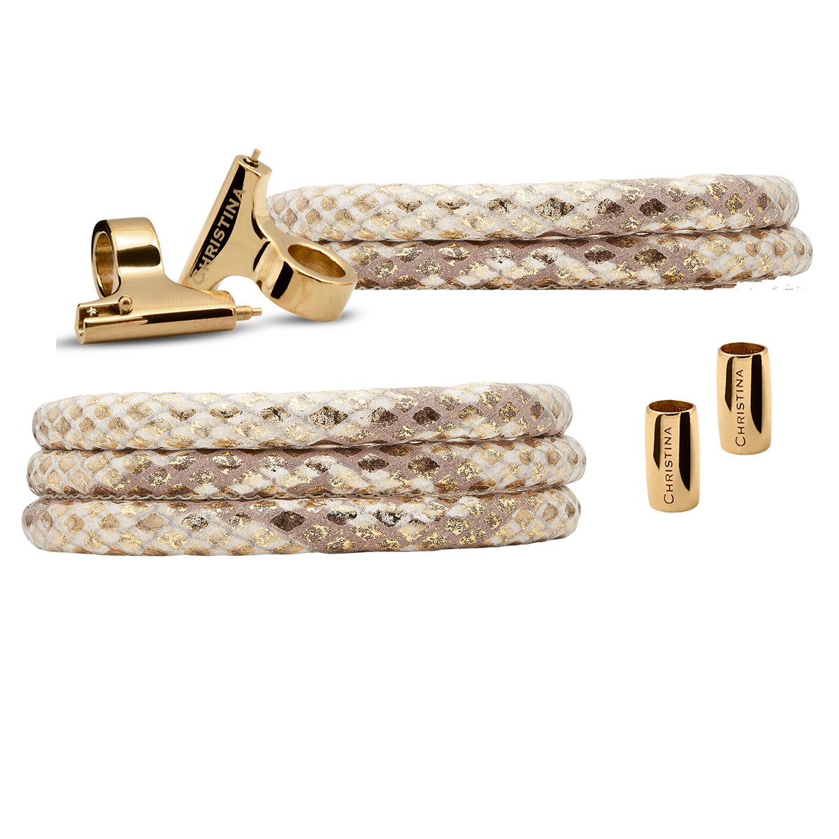 Køb Christina Jewelry & Watches - Watch cord set, Gold snake lædersæt til ur, 16mm eller 18mm - Modelnr.: 604-GS hos Guldsmed Smeds