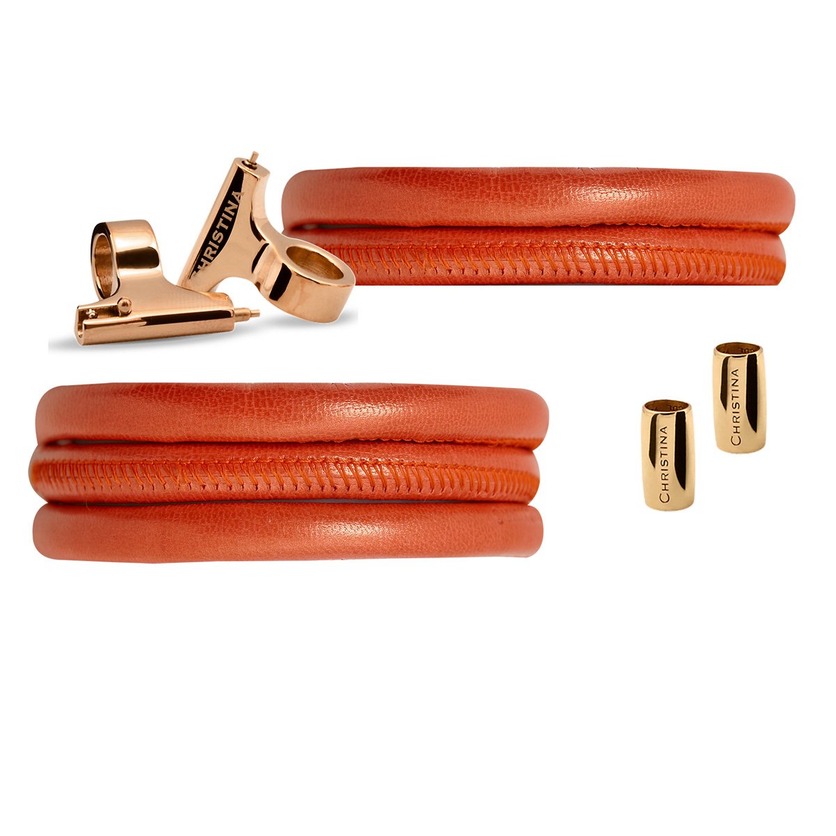 Køb Christina Jewelry & Watches - Watch cord set, Orange lædersæt til ur, 16mm eller 18mm - Modelnr.: 604-OR hos Guldsmed Smeds