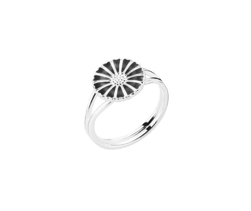 Køb Lund of Copenhagen - Marguerit ring sølv - 11mm - sort emalje - Modelnr.: 907011-s hos Guldsmed Smeds