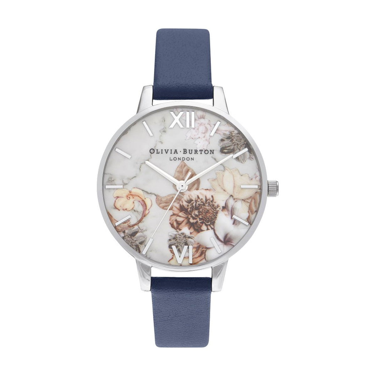 Køb OLIVIA BURTON - MARBLE FLORALS NAVY & SILV - MODEL: OB16CS33 hos Guldsmed Smeds