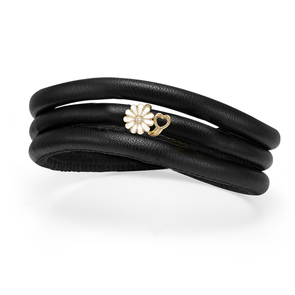 Køb Christina jewelry & watches - SB kampagne, sort armbånd m/Marguerite, forgyldt - Modelnr.: 605-SB-G hos Guldsmed Smeds