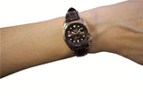 Seiko - 5 sport automatik Dameur, rosa forgyldt stål med læderrem, brun skive, 100m - Model: SRE006K1