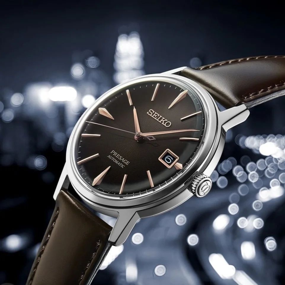 Seiko - Presage automatik herreur, stål med brun læderrem - Model: SRPJ17J1