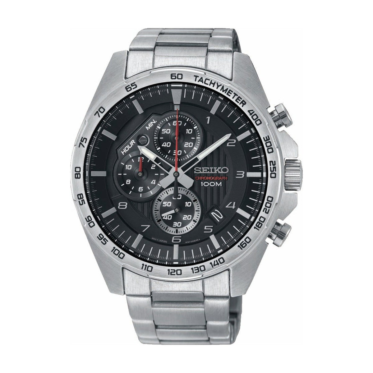 Køb Seiko - Conograph herreur i stål med lænke, sort skive, 100m - Model: SSB319P1 hos Guldsmed Smeds
